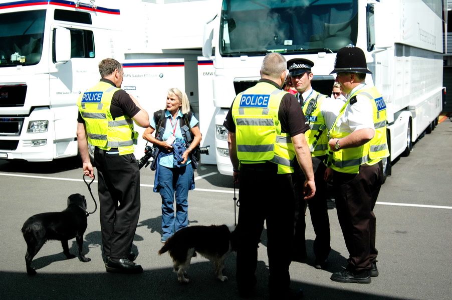 W padoku na Silverstone Roscoe mógłby poznać kumpli, którzy wstąpili do policji (zdjęcie z 2008).
